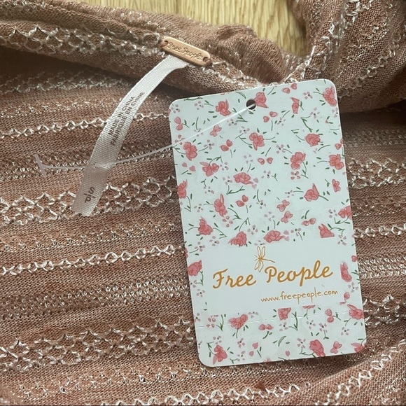 NWT Free People heirloom top with layered collar in textured stripes - Picture 9 of 11